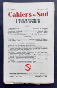 Les Cahiers du Sud. N°188, novembre 1936.