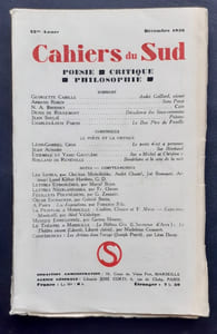 Les Cahiers du Sud. N°189, décembre 1936.