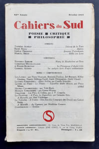 Les Cahiers du Sud. N°191, février 1937.