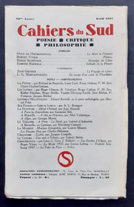 Les Cahiers du Sud. N°193, avril 1937.
