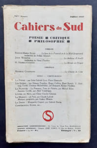 Les Cahiers du Sud. N°195, juillet 1937.