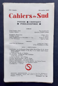 Les Cahiers du Sud. N°200, décembre 1937.