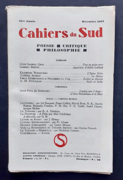 Les Cahiers du Sud. N°200, décembre 1937. . GROS (Léon-Gabriel). BERTIN (Gabriel). WIERZYNSKI (Kazimierz). AUBRAY (Thérèse). DERMENGHEN (Emile). ...