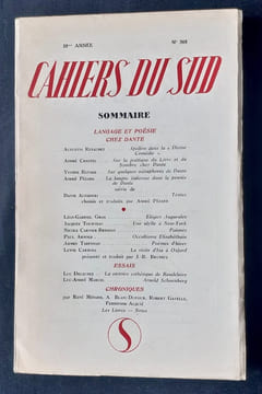 Les Cahiers du Sud. N°308. Deuxième semestre 1951.. DANTE ALIGHIERI. CHASTEL (André). TOURTEAU (Jacques). CARTIER-BRESSON (Nicole). CARROLL (Lewis). ...