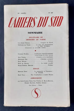 Les Cahiers du Sud. N°309. Deuxième semestre 1951.. DUMEZIL (Georges). TORTEL (Jean). AUDISIO (Gabriel). KANTERS (Robert). OBALDIA (Robert de). DIB ...