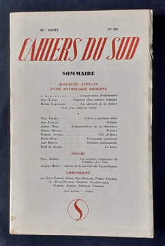 Les Cahiers du Sud. N°310. Deuxième semestre 1951.. FOLLAIN (Jean). TORTEL (Jean). AUDISIO (Gabriel). BLANC-DUFOUR (A.). CARROUGES (Michel). VALERY ...