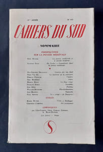 Les Cahiers du Sud. N°312. Premier semestre 1952.