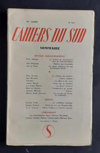Les Cahiers du Sud. N°314. Deuxième semestre 1952.