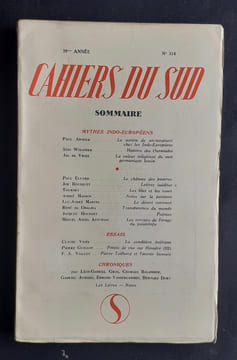 Les Cahiers du Sud. N°314. Deuxième semestre 1952.. ELUARD (Paul). BOUSQUET (Joë). TOURSKY. MASSON (André). OBALDIA (René de). ASTURIAS (Miguel ...