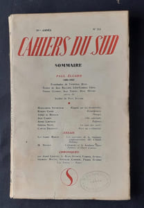 Les Cahiers du Sud. N°315. Deuxième semestre 1952.