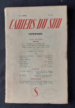 Les Cahiers du Sud. N°315. Deuxième semestre 1952.. ELUARD (Paul). YOURCENAR (Marguerite). GANZO (Robert). RICHAUD (André de). CASSOU (Jean). NEVEU ...