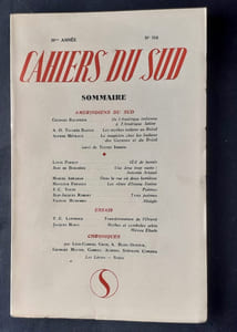 Les Cahiers du Sud. N°316. Deuxième semestre 1952.