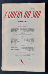 Les Cahiers du Sud. N°322. Deuxième semestre 1952. Il y a dix ans René Daumal.