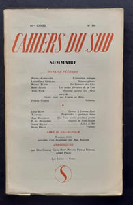 Les Cahiers du Sud. N°324, premier semestre 1954.