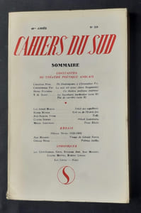 Les Cahiers du Sud. N°359, février-mars 1961. Constantes du théâtre poétique anglais.