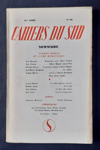 Les Cahiers du Sud. N°360, avril-mai 1961. Albert Béguin et l'âme romantique. 