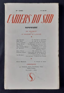 Les Cahiers du Sud. N°362-363, octobre-novembre 1961. Joë Bousquet ou le recours au langage.