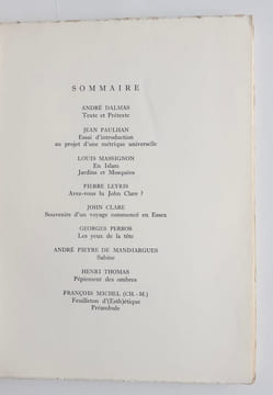 Commerce. Nouveaux cahiers 1. Printemps-été 1963.. DALMAS (André). PAULHAN (Jean). MASSIGNON (Louis). LEYRIS (Pierre). CLARE (John). PERROS (Georges). ...