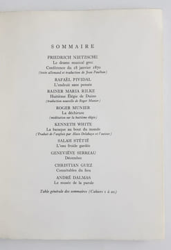 Le nouveau Commerce. Cahier 21-22. Printemps 1972.. NIETZSCHE (Friedrich). PIVIDAL (Rafaël). RILKE (Rainer Maria). MUNIER (Roger). WHITE (Kenneth). ...