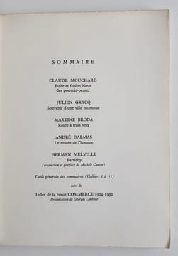 Le nouveau Commerce. Cahier 35. Automne 1976.. MOUCHARD (Claude). GRACQ (Julien). BRODA (Martine). DALMAS (André). MELVILLE (Herman).