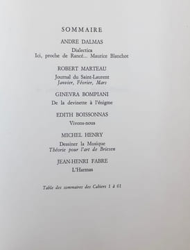 Le nouveau Commerce. Cahier 61. Printemps 1985.. DALMAS (André). MARTEAU (Robert). BOMPIANI (Ginevra). BOISSONNAS (Edith). HENRY (Michel). FABRE ...