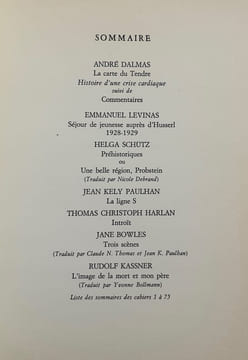 Le nouveau Commerce. Cahier 75. Automne 1989. . DALMAS (André). LEVINAS (Emmanuel). SCHUTZ (Helga). PAULHAN (Jean Kely). HARLAN (Thomas Christoph). ...