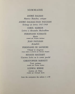 Le nouveau Commerce. Cahier 88/89. Automne-hiver 1993. . DALMAS (André). PAULHAN (Jean). MARKER (Chris). SCHMATZ (Ferdinand). SAUSSURE (Ferdinand de). ...