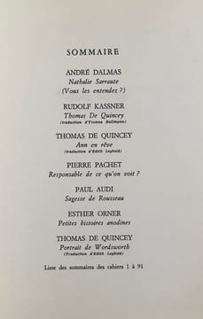 Le nouveau Commerce. Cahier 90/91. Printemps 1994.. DALMAS (André). KASSNER (Rudolf). QUINCEY (Thomas de). PACHET (Pierre). AUDI (Paul). OSNER ...