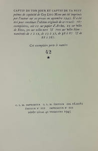 Captif de ton jour et captif de ta nuit.