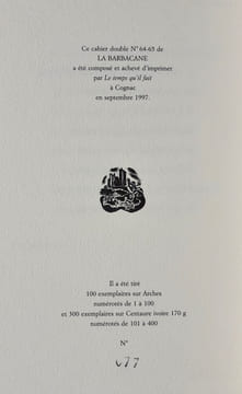 La Barbacane. Revue des pierres et des hommes. N°64/65, septembre 1997. . MOREAU (Marcel). MINETTI (Charles). LAUDE (André). MOULIN (Jacques). FARINA ...