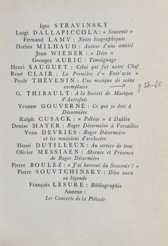 Roger Désormière et son temps. Textes en hommage, réunis par Denise Mayer et Pierre Souvtchinsky. . DESORMIERES (Roger). MESSIAEN (Olivier). AURIC ...