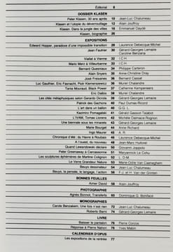 Opus International, n°115, septembre 1989. . KLASEN (Peter). BEUYS (Joseph). DAVID (Jacques-Louis). JOUFFROY (Alain). GASSIOT-TALABOT (Gérald). ...
