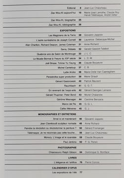 Opus International, n°114, juin-août 1989. Zao Wou-Ki. . ZAO WOU-KI. TELEMAQUE (Hervé). FROMANGER (Gérard). DEBECQUE-MICHEL (Laurence). ...