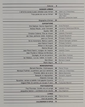 Opus International, n°116, novembre-décembre 1989. Arman.. ARMAN. DEBECQUE-MICHEL (Laurence). GASSIOT-TALABOT (Gérald). LEMAIRE (Gérard-Georges). ...