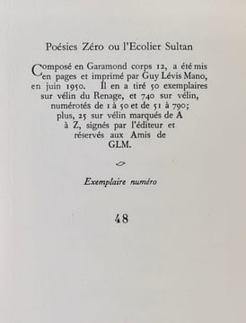 Poésies zéro ou l'écolier sultan. . SCHEHADE (Georges). 