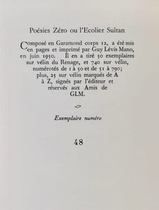 Poésies zéro ou l'écolier sultan.