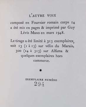 L'autre voix. . GUIETTE (Robert).