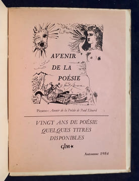 Cahiers GLM: automne 1954. . PASTERNAK (Boris). PREVERT (Jacques). MANDES (Murilo). CHEDID (Andrée). LEVIS MANO (Guy). FERNANDEZ. DU BOUCHET (André). ...