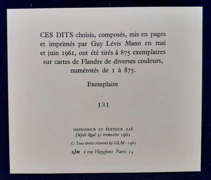 Dits : Le président Cuenot, L'Ecclésiaste, Jésus, Lao Tseu, Lucilius, Rembrandt, Saint Augustin, Silésius, Sophocle, Le Talmud, Vauvenargues, ...