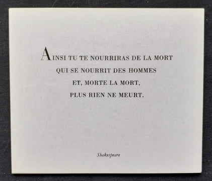 Dits : W. Blake, Dostoievski, V. Hugo, Ibsen, Kafka, Lichtenberg, Pasteur, Plaute, J. Rigaud, Shakespeare, Swift, Tagore, Proverbe persan, Proverbe ...