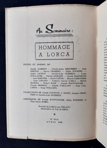 Sources. La revue de la jeune poésie, avril 1958, n°10-11. Hommage à Lorca.