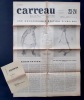Carreau, n&deg;23-24, mai-juin 1952. . BUACHE (Freddy). CINGRIA (Charles-Albert). FRANJU (Georges). WILD (Alfred). PEILLEX (Georges). ANEX (Georges). ...