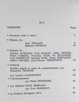 Le Temps parallèle, revue de création poétique, n°1, 2ème trimestre 1974. . NOEL (Bernard). SOCARD (Gilbert). JOUANARD (Gil). MASSELOT (Yves). ...