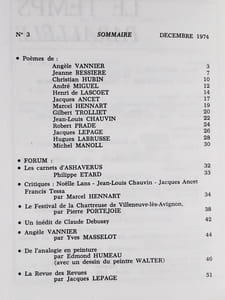 Le Temps parallèle, revue de création poétique, n°3, décembre 1974.