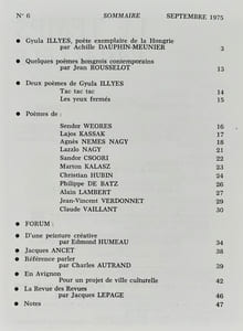 Le Temps parallèle, revue de création poétique, n°6, septembre 1975.
