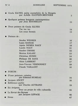 Le Temps parallèle, revue de création poétique, n°6, septembre 1975.. ILLYES (Gyula). ROUSSELOT (Jean). HUBIN (Christian). NAGY (Lazzlo). HUMEAU ...