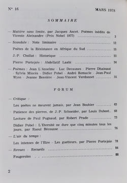 Le Temps parallèle, revue de création poétique, n°16, mars 1978. . ALEIXANDRE (Vicente). NETO (Agostino). DECAUNES (Luc). DHAINAUT (Pierre). BESSIERE ...