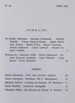 Le Temps parallèle, revue de création poétique, n°29, juin 1981. . CHEDID (Andrée). KHOURY-GHATA (Vénus). STETIE (Salah). SCHEHADE (Georges). HELFT ...