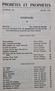 La Tour de feu, n°129, mars 1976 : Probêtes et prophètes.
