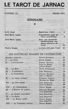 La Tour de feu, n°121, mars 1974 : Le tarot de Jarnac. . LHOTE (Jean-Marie). DUPERRAY (Jean). CREUZEAU (Jean-Marie). BOUJUT (Pierre). MARISSEL ...